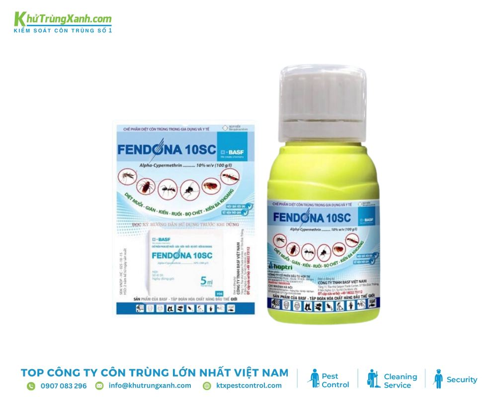 Thuốc diệt muỗi Fendona 10SC được đóng gói dưới dạng chai nhựa, dễ dàng pha loãng và phun