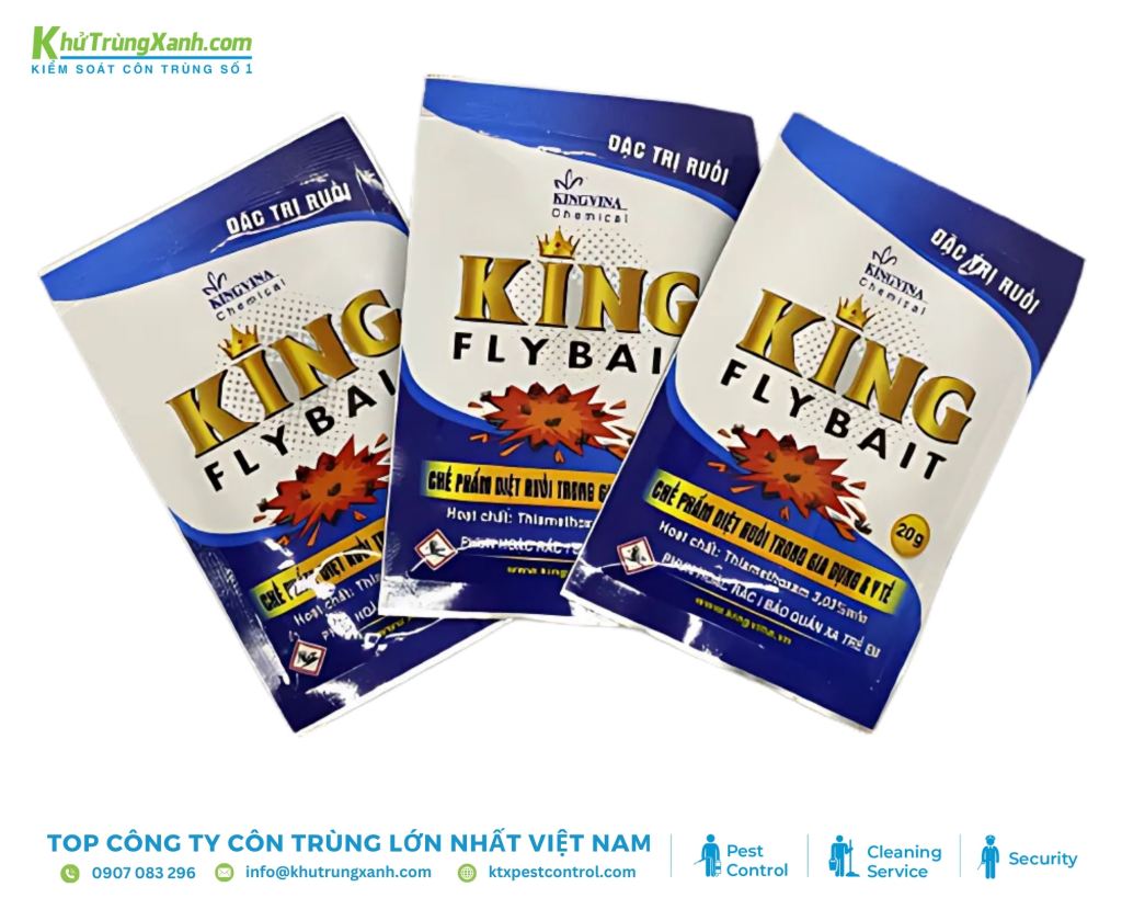 Thuốc diệt ruồi King Fly Bait có dạng gói nhỏ, dễ dàng đặt ở những nơi ruồi thường xuất hiện