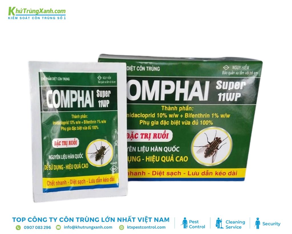 Thuốc diệt ruồi Comphai Super 11WP giúp tiêu diệt ruồi nhanh chóng và triệt để