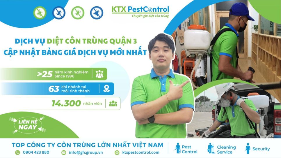 bảng giá dịch vụ diệt côn trùng quận 3 mới nhất
