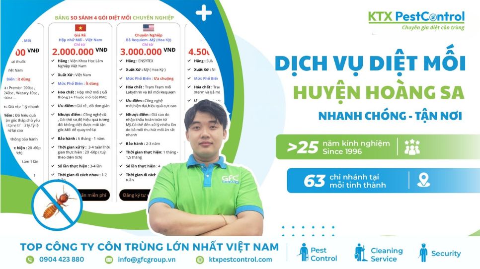 dịch vụ diệt mối huyện Hoàng Sa tận gốc tại nhà