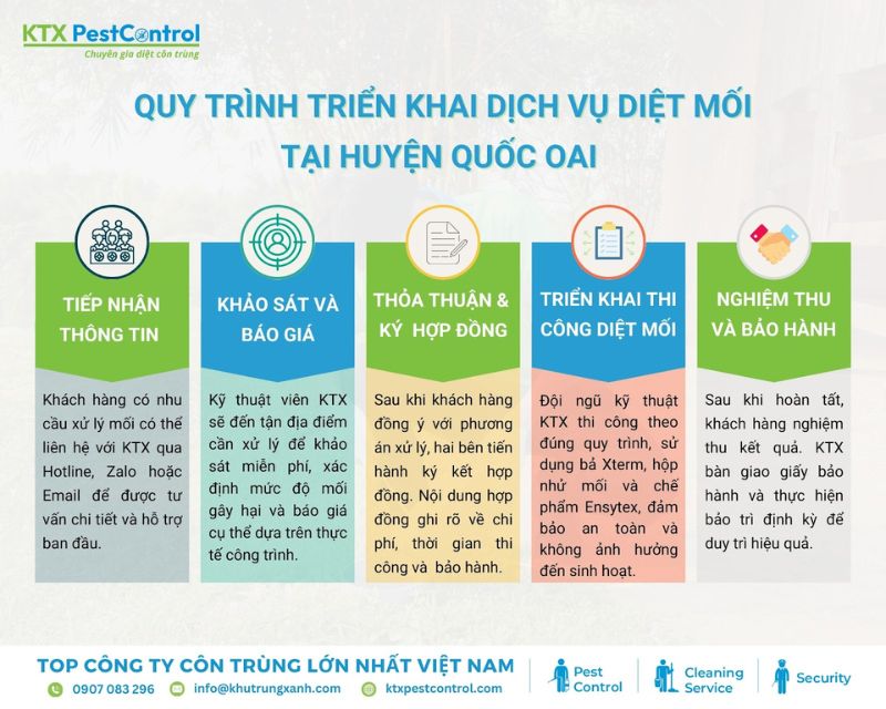 KTX triển khai dịch vụ diệt mối huyện Quốc Oai theo quy trình rõ ràng, xử lý mối tận gốc